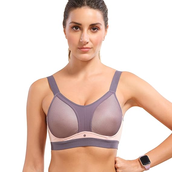 Enamor Women's Polyester Blend Non-Wired Sports Bra – Padded, Full Coverage, Y-Panel for Vertical Bounce Control, No-Spill, No-Jiggle